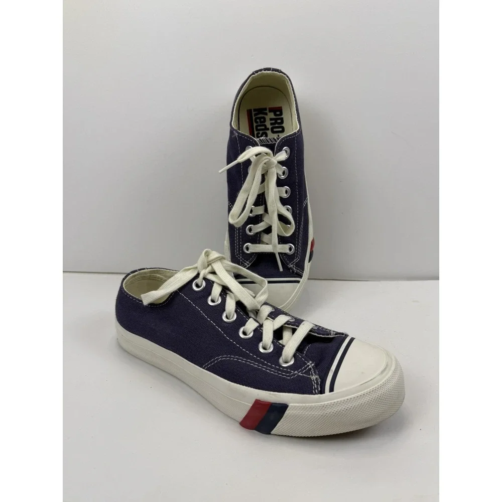 NWOB KEDS PRO KEDS MENS‎ 7 BLUE RED STRIPE CANVAS LOW TOP LACE UP SNEAKERS SHOES